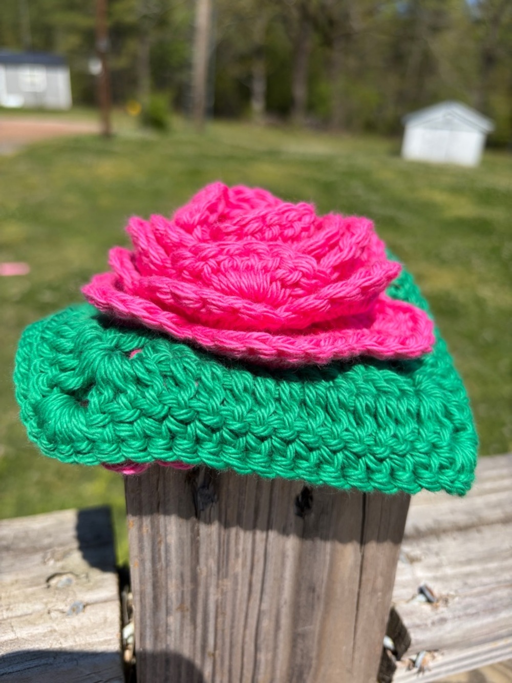 Hand Crocheted Rose 3D Soap Saver - Picture 2 of 2